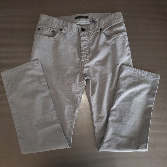 John Varvatos Gray Straight Slim Leg Contrast Stitch Trouser Pants 30 R - Picture 1 of 11